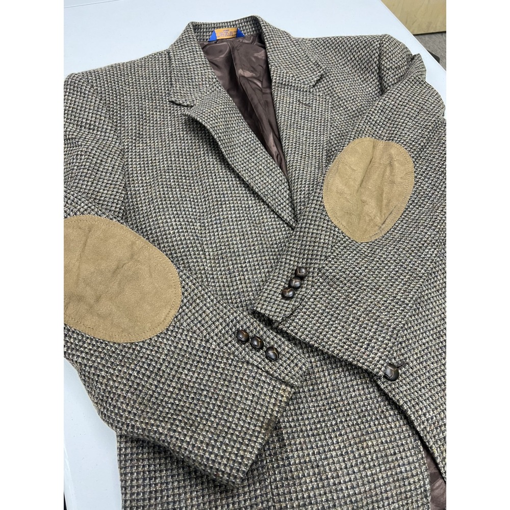 Pendleton Blazer Mens 46 Brown Houndstooth Wool Sport Coat Two Button Jacket - Picture 3 of 8